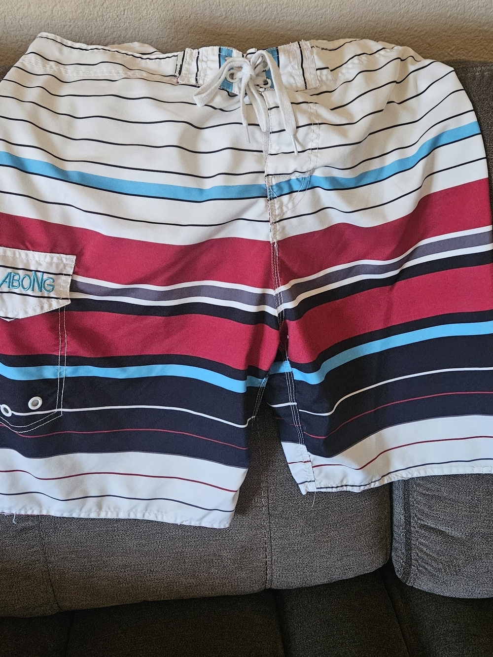 Billabong Men’s White, Red & Blue Striped Hybrid Shorts